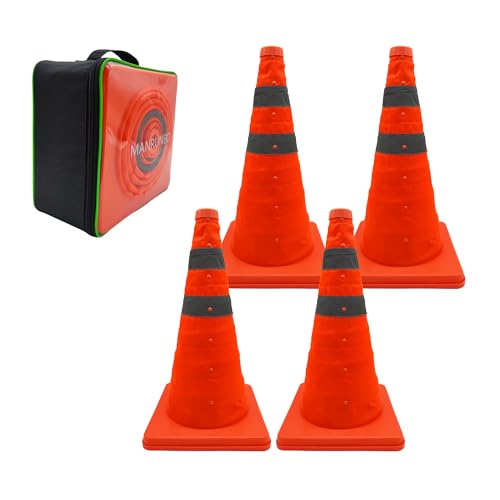 Pylone Faltbar Leitkegel Verkehrskegel Warnkegel Reflektierender Sicherheitskegel Pop-Up Warnschild 18" (45cm) Orange 4er-Pack von MANRUNBO
