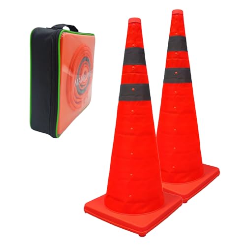 Pylone Faltbar Leitkegel Verkehrskegel Warnkegel Reflektierender Sicherheitskegel Pop-Up Warnschild 28" (70cm) Orange 2er-Pack von MANRUNBO