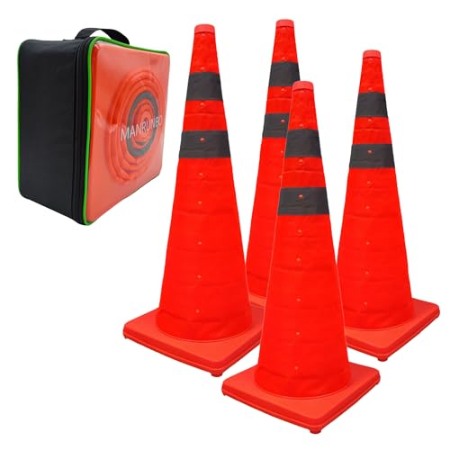 Pylone Faltbar Leitkegel Verkehrskegel Warnkegel Reflektierender Sicherheitskegel Pop-Up Warnschild 28" (70cm) Orange 4er-Pack von MANRUNBO