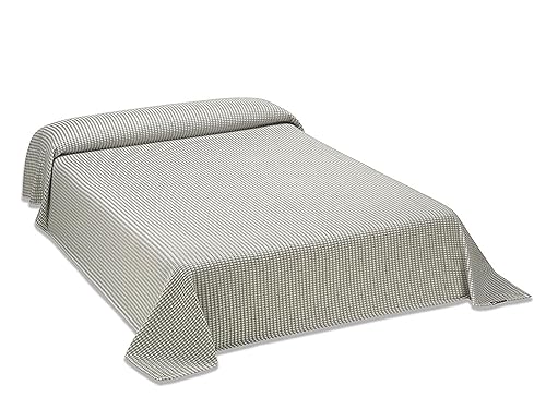 MANTAS MORA - Jacquard-Winter-Steppdecke, recycelte Baumwolle, kombiniert, natürlicher Touch, Herbst/Winter, Design N18, 250 x 270 cm, Grau von MANTAS MORA