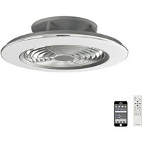 Mantra Alisio Dimmbare LED-Deckenleuchte & 35 W DC-Wendeventilator, Chrom/Grau, Fernbedienung, APP-Steuerung von INSPIRED LIGHTING