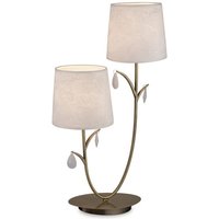 Inspired Mantra - Andrea - Tischlampe 63 cm, 2 x E14 (max. 20 W), Antikmessing, weiße Schirme, weiße Kristalltröpfchen von MANTRA