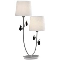 Inspired Mantra - Andrea - Tischlampe 63 cm, 2 x E14 (max. 20 W), poliertes Chrom, weiße Schirme, schwarze Kristalltröpfchen von MANTRA