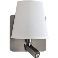 Inspired Mantra - Bahia - Wandleuchte mit großer Rückplatte 1 Leuchte E27 + Leselampe 3W LED mit weißem Satin Nickel 4000K, 200lm, Inspired Mantra - Bahia - Wandleuchte mit großer Rückplatte 1 Leuchte E27 + Leselampe 3W LED mit weißem Satin Nickel 4000K, 200lm, von MANTRA