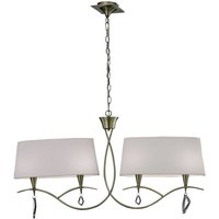 Inspired Mantra Mara Lineare Pendelleuchte, 2-armig, 4-flammig, E14, antikes Messing mit elfenbeinweißen Schirmen Inspired Mantra Mara Lineare Pendelleuchte, 2-armig, 4-flammig, E14, antikes Messing mit elfenbeinweißen Schirmen von MANTRA