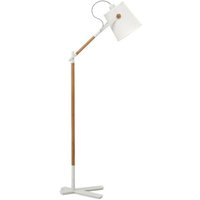 Inspired Mantra - Nordica - Stehlampe mit weißem Schirm 1 Licht E27, Mattweiß, Buche mit elfenbeinweißem Schirm von INSPIRED LIGHTING