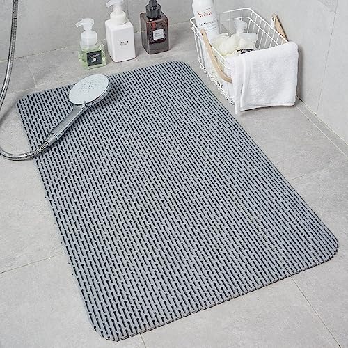 Bodenmatte Saunaläufer Duschmatte, Wasserdicht PVC Fußbodenteppich, Schnelle Entwässerung Nassbereich Teppich, for Schwimmbad Balkon Autowäsche, Abgeschnitten (90 * 120cm, Dunkelgrau) von MANUKS
