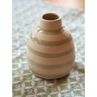 Keramik Vase Steingut Streifen Rot Grün Senf von MANUKceramics