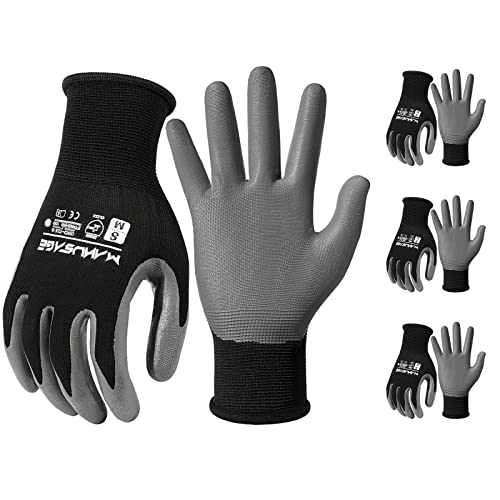 Manusage Sicherheitsarbeitshandschuhe Premium Nylon Schwarz Nahtloser Strickhandschuh mit Nitrilbeschichtetem Glattem Griff an Handfläche und Fingern Leicht Atmungsaktiv Maschinenwaschbar Größe XXL 3 von MANUSAGE