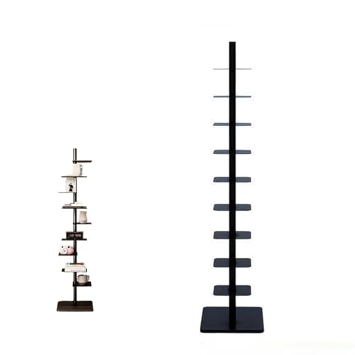 MANYOUYOU Bücherregal Mit 9 Ebenen, Bücherregal Aus Metall, Dreiseitig Frei Drehbar, Vertikaler Turm Für Bücher, Für Kleine Räume, Hohes Und Schmales Leiter-Bücherregal Black MANYOUYOU Bücherregal Mit 9 Ebenen, Bücherregal Aus Metall, Dreiseitig Frei Drehbar, Vertikaler Turm Für Bücher, Für Kleine Räume, Hohes Und Schmales Leiter-Bücherregal Black von MANYOUYOU