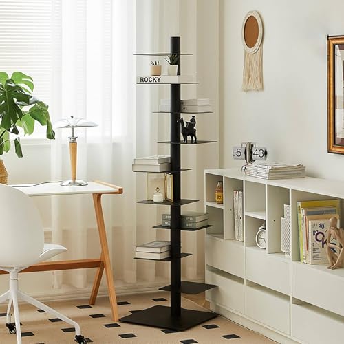MANYOUYOU Schmales Bücherregal, Bücherregal Aus Metall, Bücherturm Mit Vertikalem Rücken, Höhenverstellbarer Bücherturm Mit Vertikalem Rücken, Drehbarer Bücherregalständer Für Das Homeoffice Black MANYOUYOU Schmales Bücherregal, Bücherregal Aus Metall, Bücherturm Mit Vertikalem Rücken, Höhenverstellbarer Bücherturm Mit Vertikalem Rücken, Drehbarer Bücherregalständer Für Das Homeoffice Black von MANYOUYOU