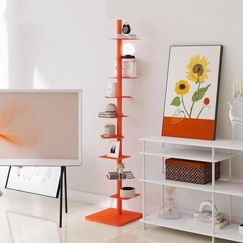 MANYOUYOU Schmales Bücherregal, Freie Drehung Auf DREI Seiten, Modernes Bücherregal Für Das Home-Office, Vertikal Oder Horizontal Orange MANYOUYOU Schmales Bücherregal, Freie Drehung Auf DREI Seiten, Modernes Bücherregal Für Das Home-Office, Vertikal Oder Horizontal Orange von MANYOUYOU