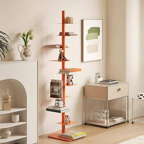 MANYOUYOU Standregale 9-Stöckiges Bücherregal Aus Metall, Hohes, Schmales Leiter-Bücherregal Für Kleine Räume, Vertikaler Bücherturm, Eckregal, Mehrzweck-Aufbewahrungsregal Orange MANYOUYOU Standregale 9-Stöckiges Bücherregal Aus Metall, Hohes, Schmales Leiter-Bücherregal Für Kleine Räume, Vertikaler Bücherturm, Eckregal, Mehrzweck-Aufbewahrungsregal Orange von MANYOUYOU