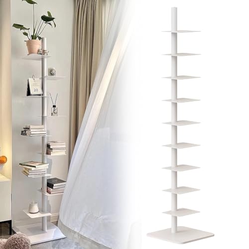 MANYOUYOU Standregale 9-Stöckiges Bücherregal Aus Metall, Hohes, Schmales Leiter-Bücherregal Für Kleine Räume, Vertikaler Bücherturm, Eckregal, Mehrzweck-Aufbewahrungsregal White MANYOUYOU Standregale 9-Stöckiges Bücherregal Aus Metall, Hohes, Schmales Leiter-Bücherregal Für Kleine Räume, Vertikaler Bücherturm, Eckregal, Mehrzweck-Aufbewahrungsregal White von MANYOUYOU