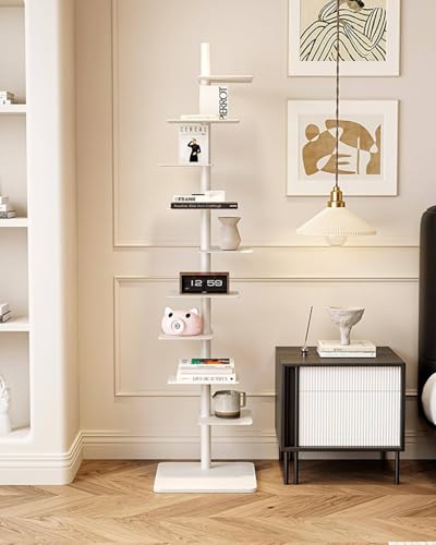 Schmales Bücherregal, 9-Stöckiges Bücherregal Mit Metallrücken, Bücherturm Mit Vertikalem Rücken,Hohes,Schmales Bücherregal in Leiterform, Eckregal Für Kleine Räume,Mehrzweck-Aufbewahrungsregal White Schmales Bücherregal, 9-Stöckiges Bücherregal Mit Metallrücken, Bücherturm Mit Vertikalem Rücken,Hohes,Schmales Bücherregal in Leiterform, Eckregal Für Kleine Räume,Mehrzweck-Aufbewahrungsregal White von MANYOUYOU