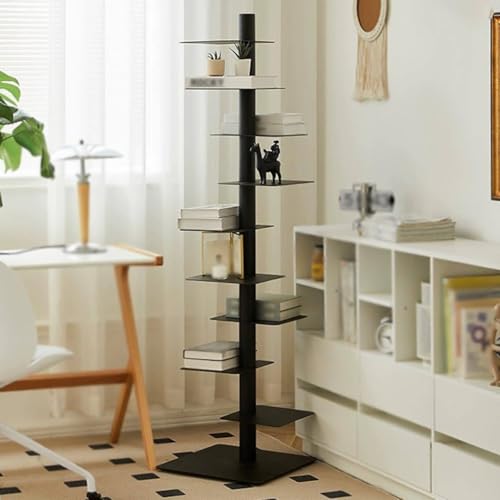 Schmales Bücherregal, Bücherturm Mit Metallrücken, 9-Stufiges, Unsichtbares Bücherregal Mit Eckaufhängung, Einfaches Bücherregal Für Das Wohnzimmer, Das Homeoffice Oder Das Arbeitszimmer Black von MANYOUYOU