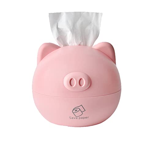 Creative Piggy Tissue Box, Papierroll Cartoon-Stil, Plastik Paper Towel Box, Einfache Und Niedliche ArbeitsfläChe, Geeignet für Schlafzimmer Und Wohnzimmer Pink von MANgd