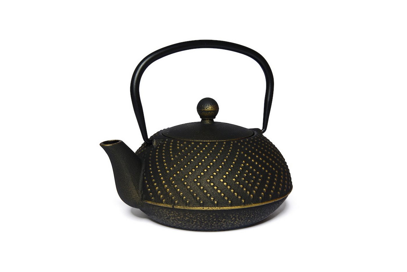 MAOCI teaware for your life Teekanne Arare modern schwarz gold Gusseisen 0,9 L mit Edelstahl-Teesieb, (1-St), Gusseisen von MAOCI teaware for your life
