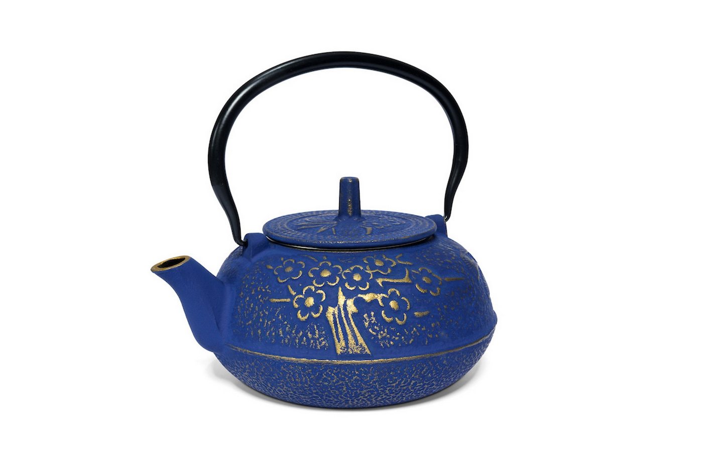 MAOCI teaware for your life Teekanne Kitami blau gold Gusseisen 1,2 L mit Edelstahl-Teesieb, (1-St), Gusseisen von MAOCI teaware for your life