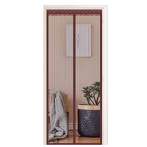 MAODOU 75x220cm(29x86inch) Magnet Fliegengitter BalkontüR Die Neuen,den TüRfliegennetz-VerschlüSselten Mesh-FliegengittertüRen Von HöChster QualitäT Halten InsektenmüCken Fern,Braun von MAODOU