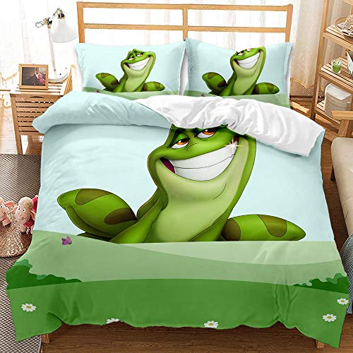 MAODU Bettwäsche 220x240 cm Frosch 3D Bettbezug Set weiche Flauschige mit verdecktem Reißverschluss Mikrofaser Kissenbezug 80x80 2er Set von MAODU