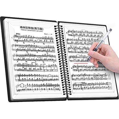 Notenmappe für Notenblätter beim Spielen A4 Größe Papier Dokumente Halter Aufbewahrung 30Taschen 60 Seiten, Musik Tabelle Datei Ordner, Kunststoff Konzert-Chorfolder für Musiker und Band Music Note von MAOLAUAIC