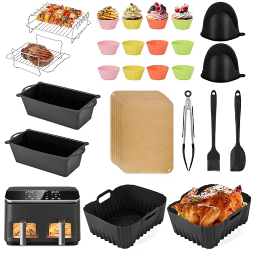 Cosori Heißluftfritteuse Zubehör Heißluftfritteuse Cosori 8,5 L,Wiederverwendbares Airfryer Zubehör für Cosori Dual Zone，Silikonform Air Fryer Accessories von MAOOY