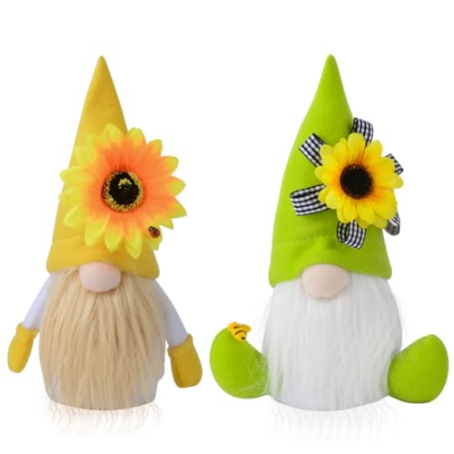 MAOOY 2er Set Wichtel Figuren Blume, Wichtel Frühling, deko Frühling Innen,Gartenzwerg Frühlingsdeko,Osterdeko Tisch,Plüsch Wichtel Kuscheltier für, Ostern Geschenk,Muttertag,Valentinstag Deko. von MAOOY