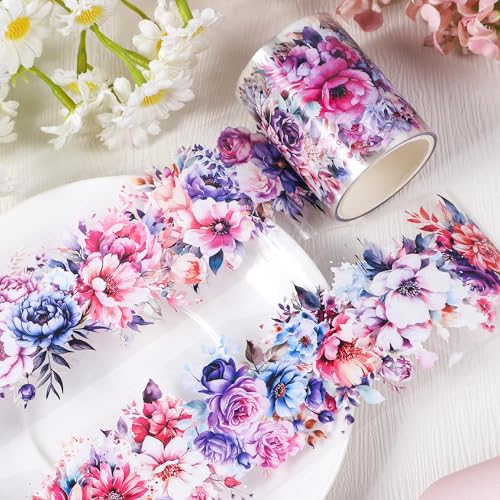MAOSHYMS Blumen PET Washi Tape, Blume Dekoratives Klebeband,Blumen Masking Tape, Buntes Blumenklebeband, Blumen Washitape Sticker für DIY Handwerk Journals Planner Scrapbooking Verpackung (D) von MAOSHYMS