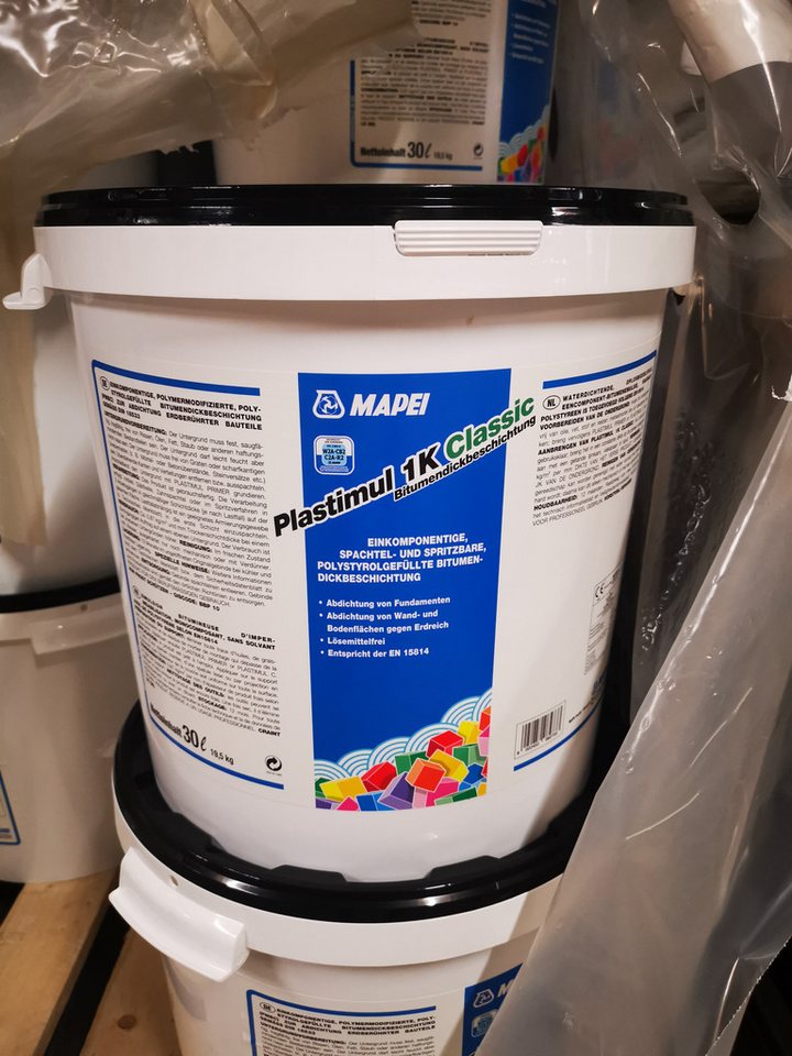 MAPEI Dichtstoff Mapei Plastimul 1k Classic Bitumen Dickbeschichtung 30 L Abdichtung, Bitumen Dickbeschichtung, Eimer von MAPEI