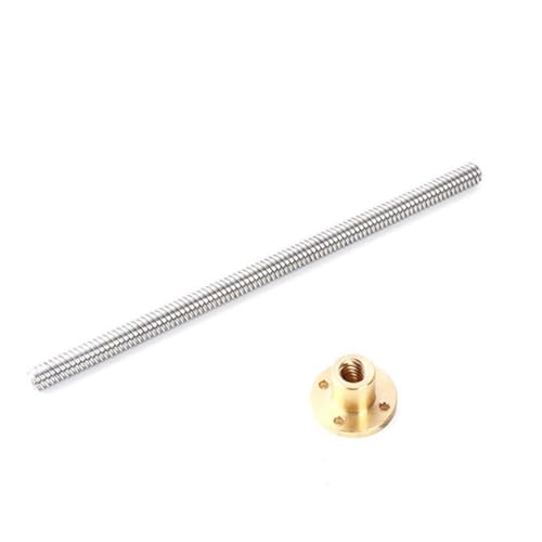 MAPFei 1 Stück 12 mm T6 Trapezgewindespindel mit Kupfermutter – 304SS for 3D-Drucker und CNC-Maschinen (150–1000 mm Länge)(400mm) von MAPFei