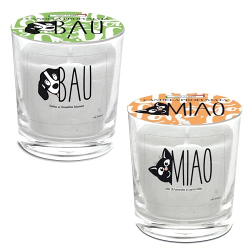 MAQA 1 Stück Duftkerze gegen Gerüche für Hunde und Katzen, Glaskerzen in einem 7,5-cm-Glas, geruchsfressende Mini-Duftkerzen Gatto von MAQA