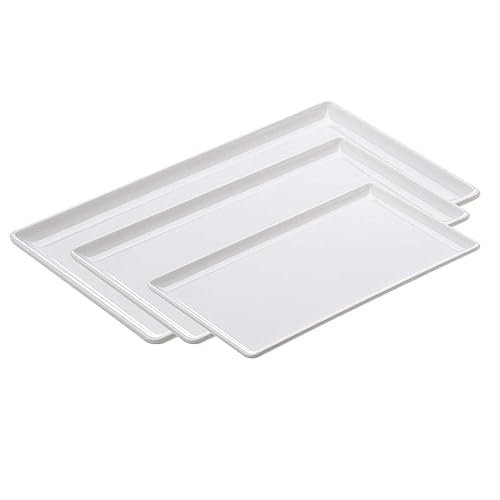 MAQA 1 Stück rechteckiges Melamin-Tablett mit Kanten, weißes Tablett ohne Griffe, Verschiedene Größen, Serviertablett für Restaurants und Cafés 45x65 cm von MAQA