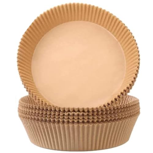 MAQA 15 Backförmchen für Heißluftfritteuse D 18,5 cm, Antihaft-Backpapierförmchen, ungebleichtes Backpapier für Fritteuse von MAQA