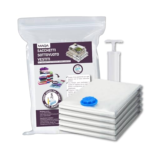 MAQA Vakuumbeutel (Alle Größen, 12 Stück) – Wiederverwendbare Vakuumierbeutel für Kleidung, Bettdecken – Aufbewahrungslösung für Reise, saisonale Kleidung und Kleiderschrank-Organisation von MAQA
