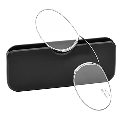 MAQBE Unisex Lesegläser Kompakte Sehehilfe Mini Nose Clip Bügellose Lesebrille rutschfest Lesehilfe- Immer griffbereit(Black,+2.50) von MAQBE