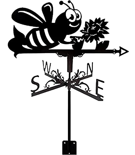 MAQBE Wetterfahne Biene Edelstahl Wetterfahne Satin Black Windfahne Ornament Windrichtungsanzeige Gartenpfahl Wetterhahn Messwerkzeug Art Deco von MAQBE