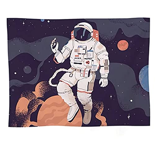 MAQCHGO Astronaut Weltraum Tapisserie Kunst Wandbehang Wandteppiche Heimdekoration Universum Planet Wandteppich Schlafzimmer Wohnzimmer Schlafsaal Wanddecke (Astronaut, 150 x 130 cm) von MAQCHGO