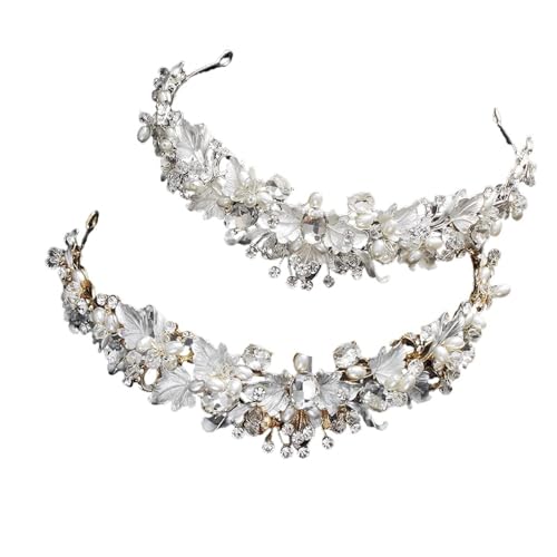 1/2 Stück Braut-Tiaras, Perlen-Blumen-Hochzeits-Kopfschmuck, Haarreifen for Hochzeit, Verlobung, Party FüR Hochzeiten(Mixed colors-2pcs) von MAQDDO