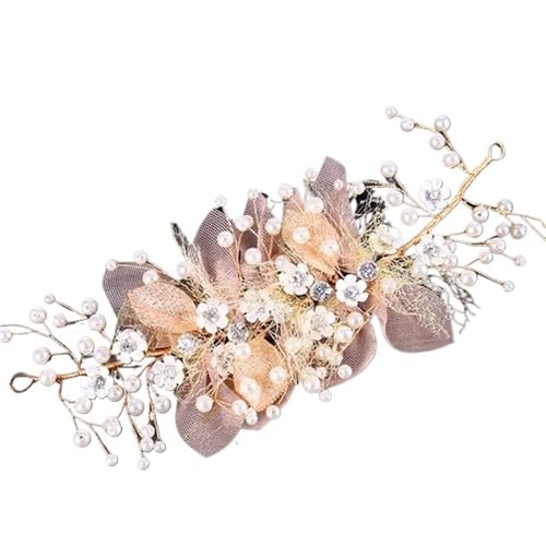 2 Stück Blumen-Haarschmuck, Perlen, handgefertigt, Braut, Hochzeit, Stirnband, Damen-Haarschmuck, Ornamente FüR Hochzeiten von MAQDDO