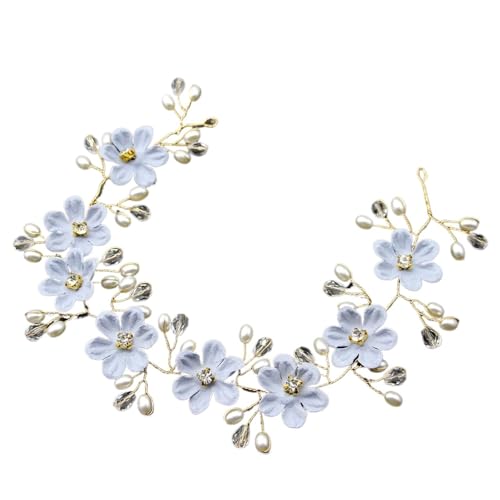 2 Stück weiße Kristall-Brautkranz-Blumen-Frauen-Stirnband for Braut-Hochzeit Jeweley-Haar-Zusätze FüR Hochzeiten(Blue) von MAQDDO
