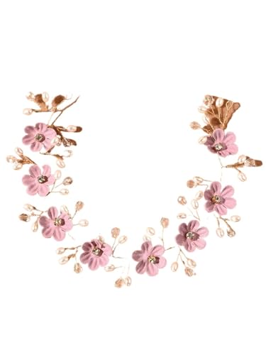 2 Stück weiße Kristall-Brautkranz-Blumen-Frauen-Stirnband for Braut-Hochzeit Jeweley-Haar-Zusätze FüR Hochzeiten(Pink) von MAQDDO