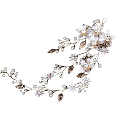 2 stücke Blume Braut Hochzeit Haar Rebe Perle Stück Blatt Zubehör Stirnband for Frauen Schmuck FüR Hochzeiten(Gold) von MAQDDO