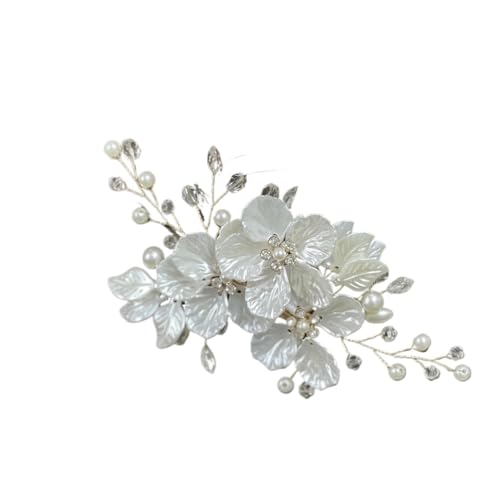 2 stücke Braut Kopfschmuck Kristall Perle Blume Haar Clips Elegante Kopfbedeckungen for Frauen Juwelen for Hochzeit Zubehör FüR Hochzeiten(Beige) von MAQDDO