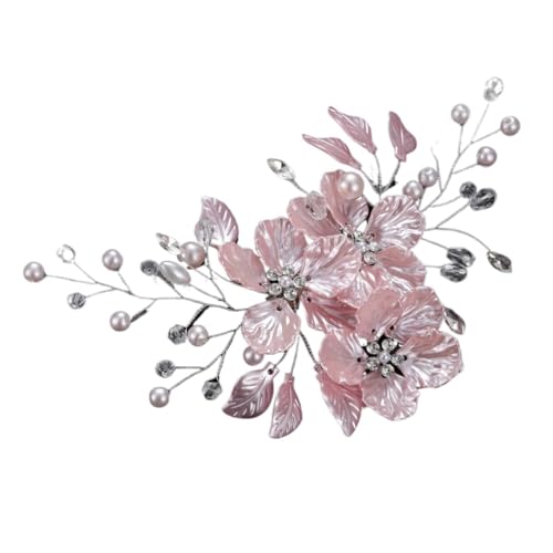 2 stücke Braut Kopfschmuck Kristall Perle Blume Haar Clips Elegante Kopfbedeckungen for Frauen Juwelen for Hochzeit Zubehör FüR Hochzeiten(Pink) von MAQDDO