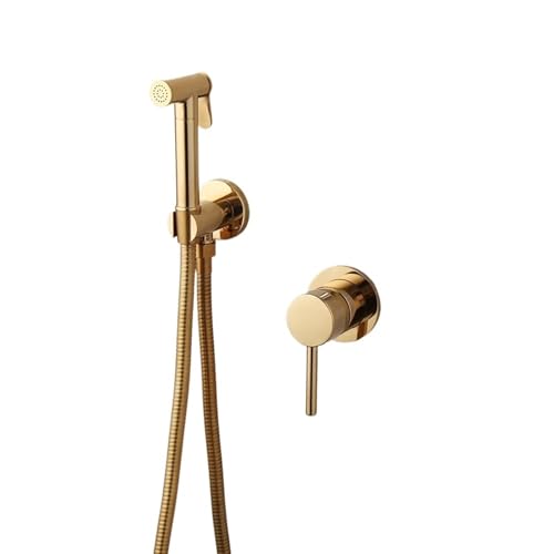Badezimmer verdecktes heißes und kaltes Bidet-Spray-Set, Gold-Messing-Handbrause, WC-Wasserhahn, Mischbatterie FüR Dusche von MAQDDO