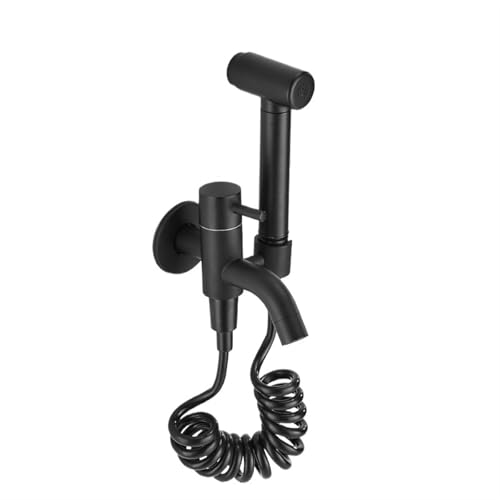 Bidet-Wasserhähne, Kaltwasser-WC, Handbrause, Bidet-Sprayer, Wand-Bidet-Set FüR Dusche(Black) von MAQDDO