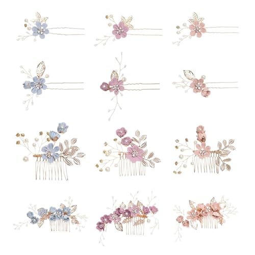 Braut-Haarschmuck for Frauen, Blumen-Perlen-Kopfschmuck, Hochzeits-Haarschmuck for Verlobungsfeiern FüR Hochzeiten(Mixed-3sets) von MAQDDO