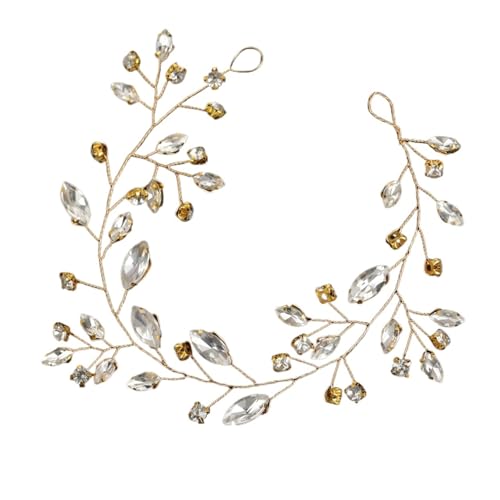 Braut Kopfschmuck Blumen Hochzeit Legierung Strass Haarspange for Party Jubiläen FüR Hochzeiten(Gold) von MAQDDO