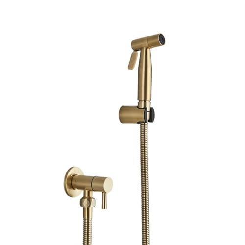 Douche Kit Hand-Bidet-Sprayer Edelstahl Toilette Bidet Wasserhahn Ventil Jet Set Hygienische Dusche FüR Dusche(Gold) von MAQDDO
